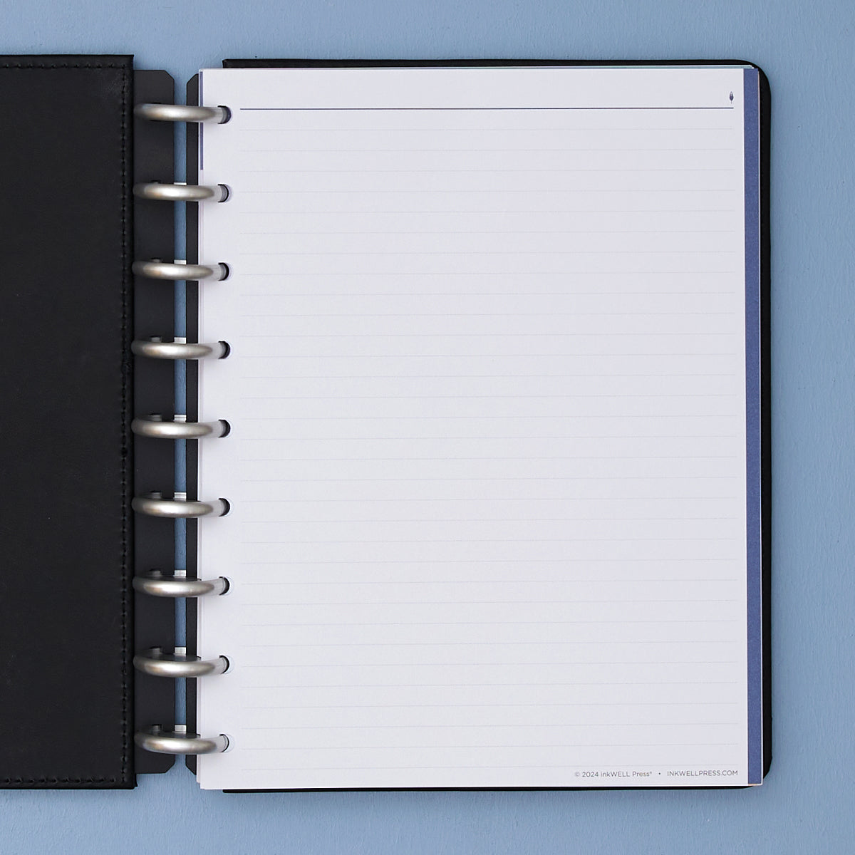 onyx black cover, silver discs, and lined notes plus insert for this bundle featuring lined writing space