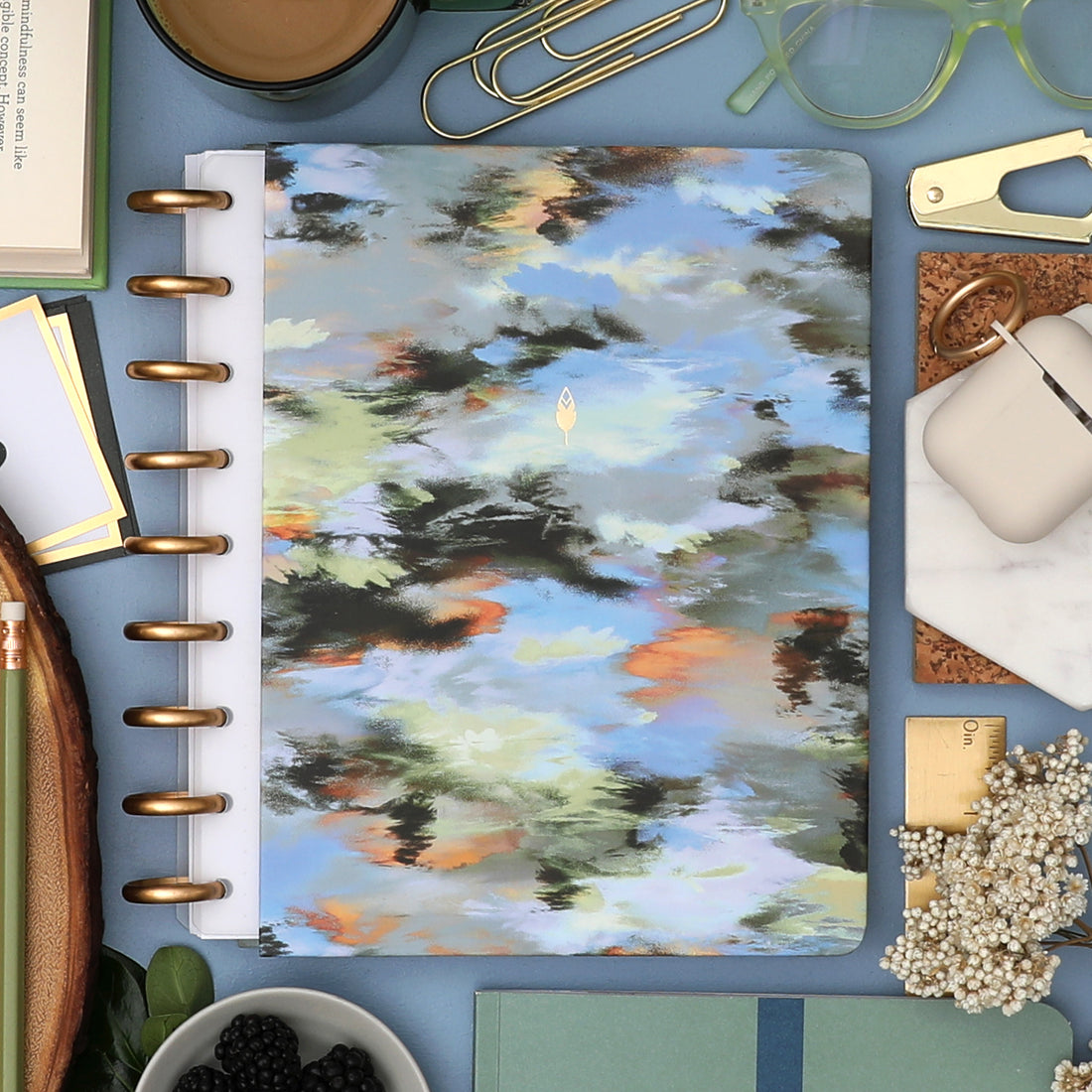 brushed abstract 7x9 hard cover for inkwell press disc bound system