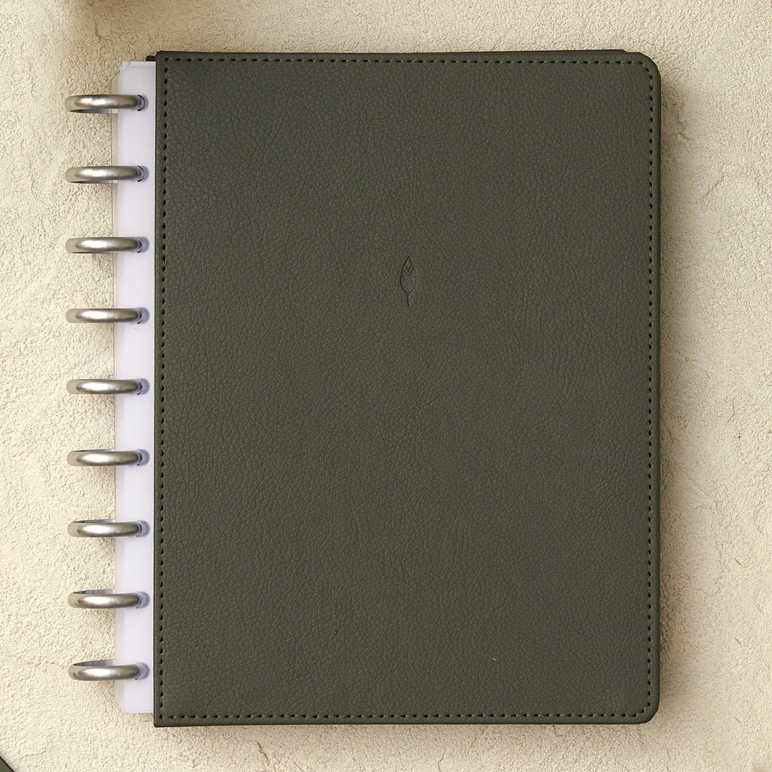 7x9 olive vegan faux leather cover