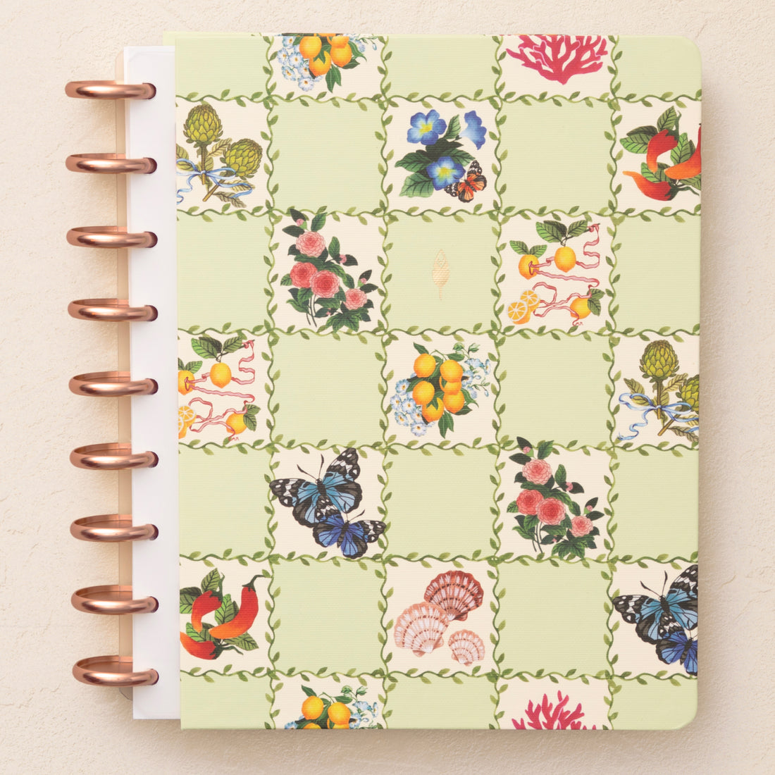 floral front cover, checked with lemons, flowers, and butterflies for this 7x9 planner