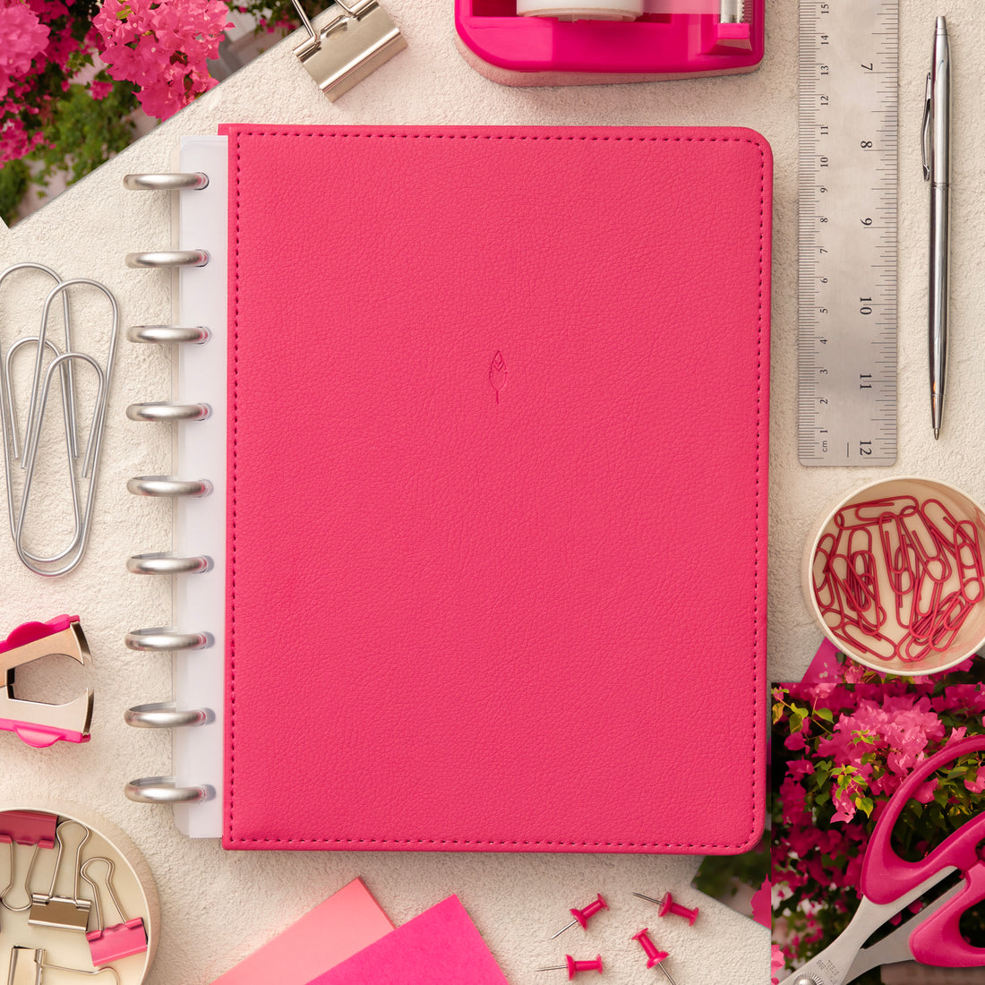 Pink front cover on this 7x9 planner for inkwellpress