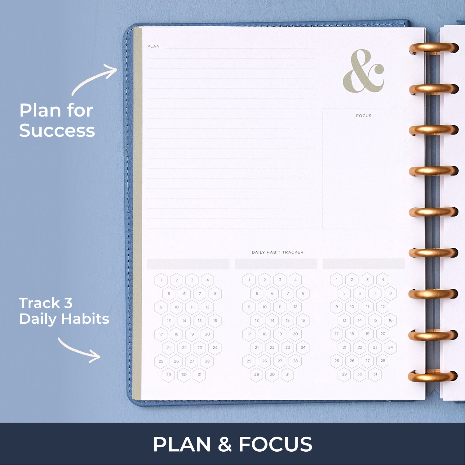 plan for success with ample writing space, and track your daily habits