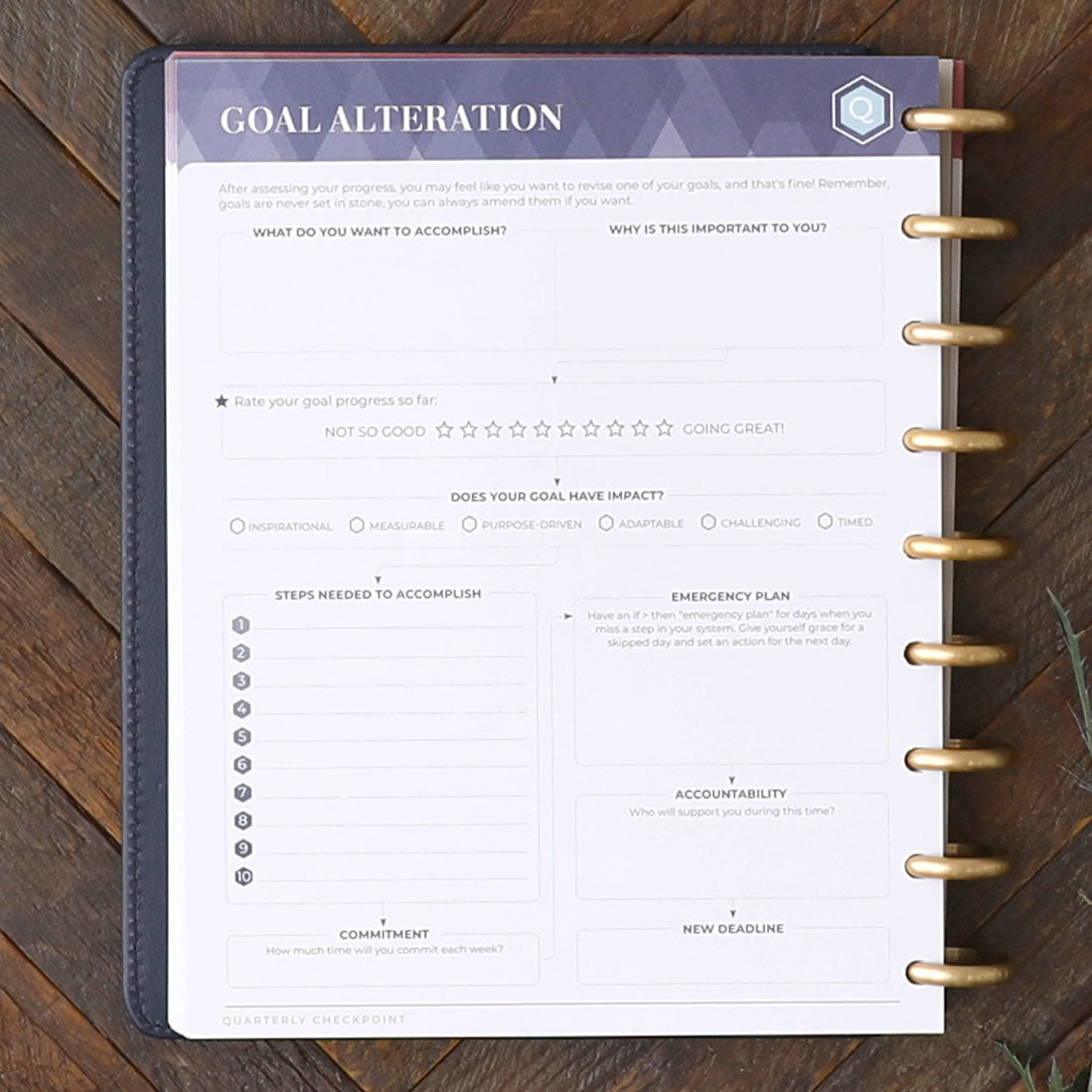 Goal Setting Planner Insert